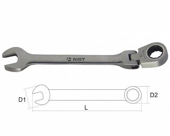 Ключ комбинированный с храповым механизмом 8мм 72 зуб.