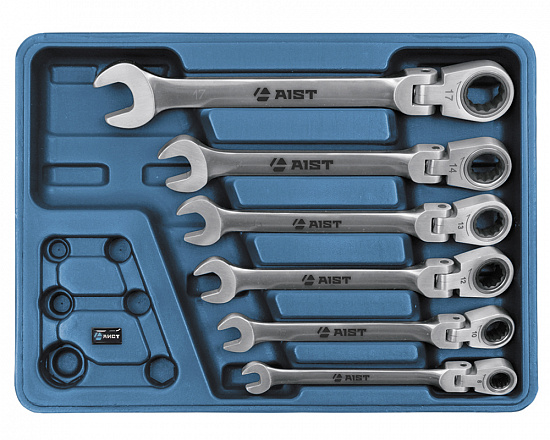 Набор ключей комбинированных трещоточных шарнирных 8-17мм 6 пр.