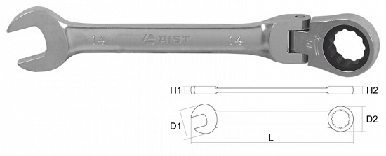 Ключ комбинированный с храповым механизмом 17мм 72 зуб