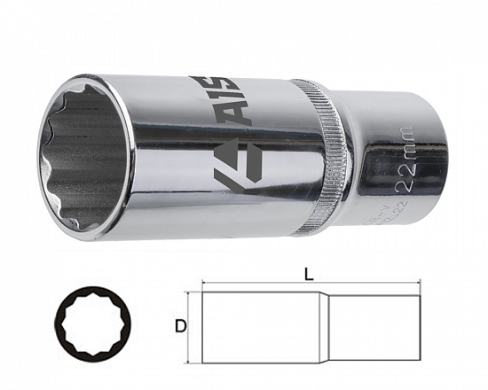 Головка глубокая 32мм 1/2" 12-гранная сатиновая