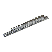 Набор головок 13 предметов 4-14мм (1/4") SL/6-гр. на планке