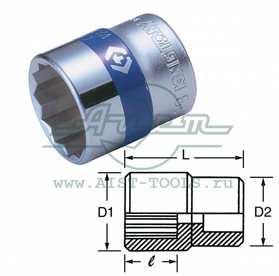 Головка 33мм, 3/4", 12-гр.