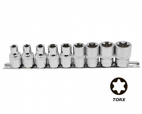 Набор головок TORX E10-E24 (1/2") 9 предметов на планке