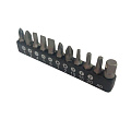 Набор битов шлицевых SL, крестовых PH/PZ и звездочек Torx 1/4" 11 предметов