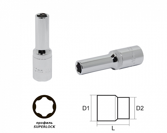 Головка глубокая 12мм 1/2" "SL"