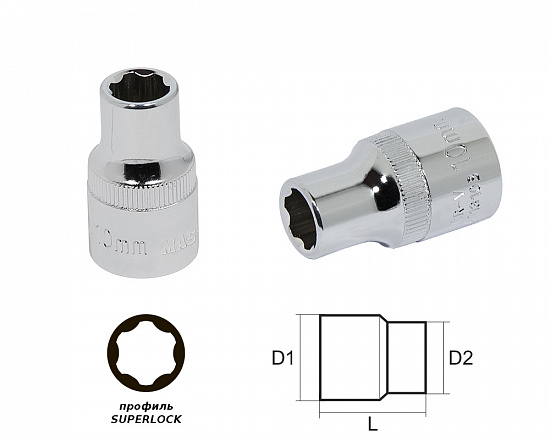 Головка 10мм 1/2" "SL"