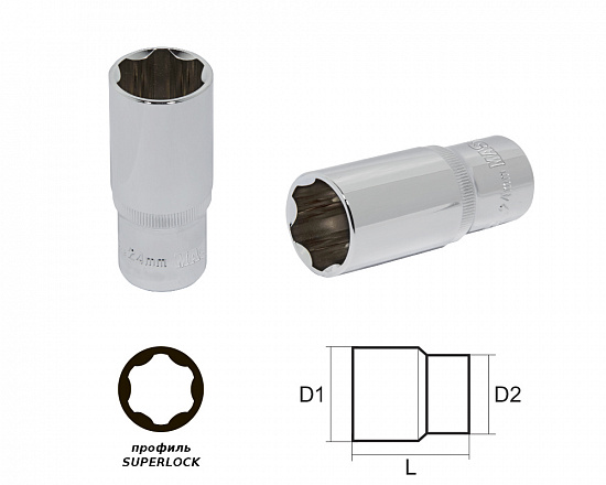 Головка глубокая 21мм 1/2" "SL"