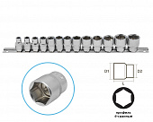 Набор головок 13 предметов 7-19мм (3/8") 6-гр. на планке