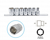 Набор головок 7 предметов 10-22мм (1/2") 6-гр. на планке