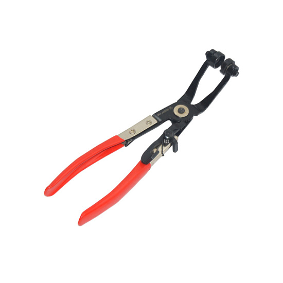 Клещи съемник пружинных самозажимных хомутов изогнутый с фиксатором