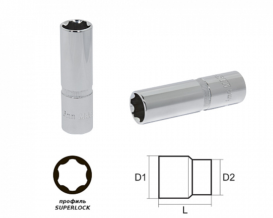 Головка глубокая 16мм 1/2" "SL"