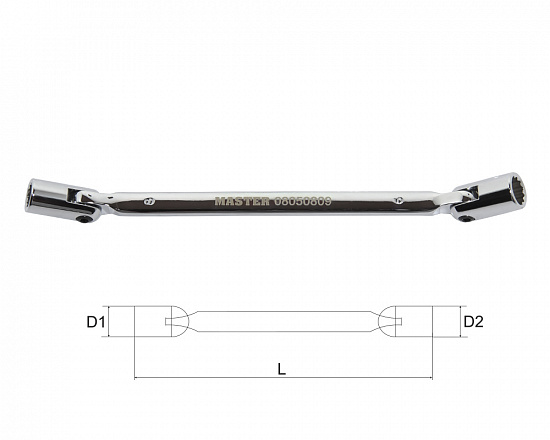 Ключ двусторонний с шарнирными торцевыми головками 8х9мм
