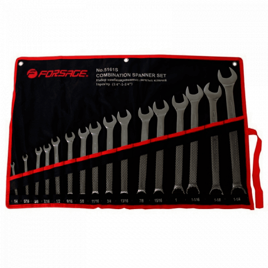 Набор ключей комбинированных дюймовых 16пр.(1/4,5/16,3/8,7/16,1/2,9/16,5/8-1-1/4") в конверте