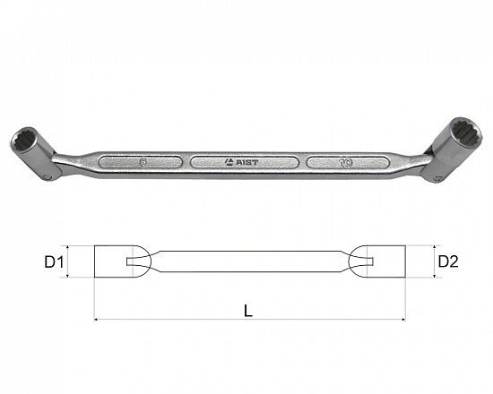 Ключ двусторонний с шарнирными торцевыми головками 10х12мм