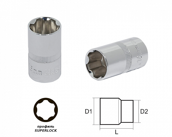 Головка 16мм 1/2" "SL"