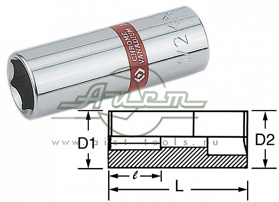 Головка глубокая 7/32", 1/4", 6-гр.