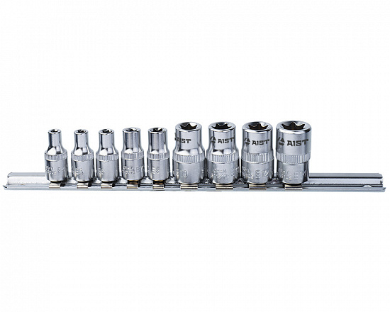 Набор головок TORX E4-E14 (1/4",3/8") 9 предметов на планке