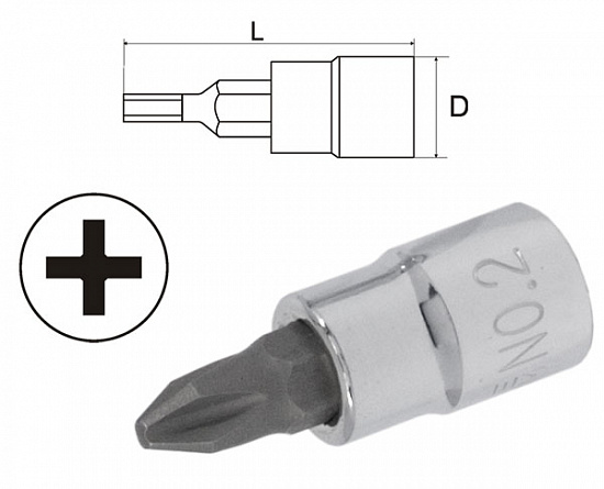 Головка-бита PHILLIPS PH.1 1/4" матовая