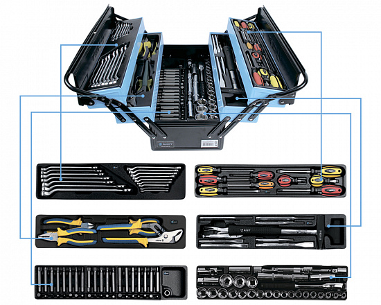 Набор инструмента 112 пр., в раздвижном мет. ящике