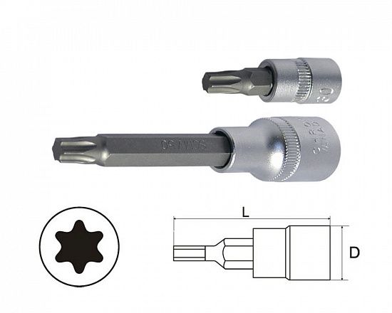 Головка-бита TORX T8 1/4" зеркальная